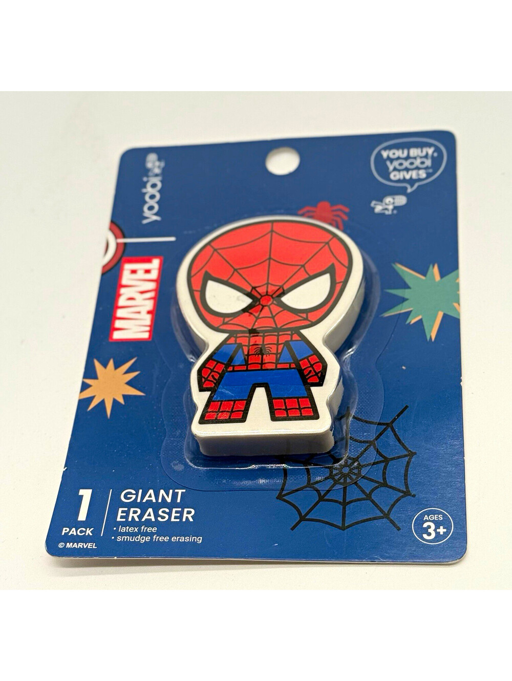 Yoobi Marvel Spider-Man Giant Eraser 1 Pack Superheroes Boys & Girls Blue Red